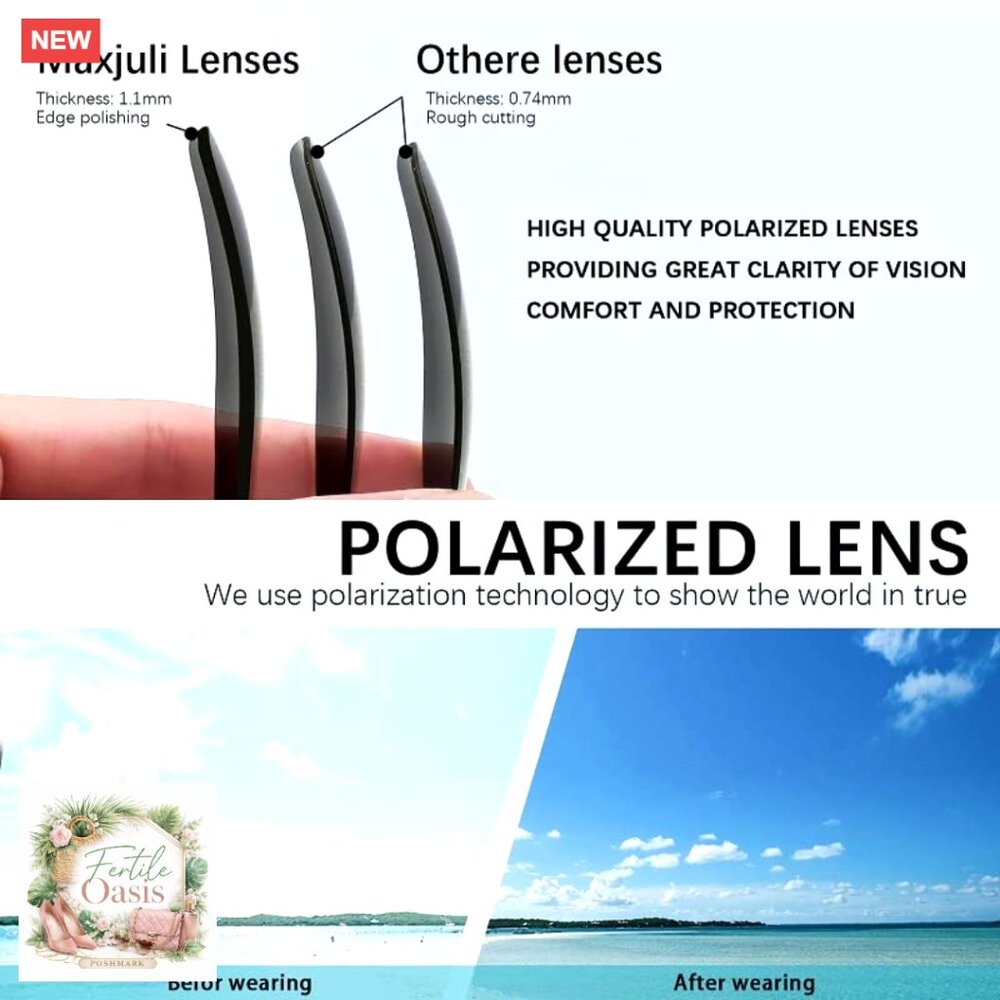 Polarized Rectangular Sunglasses UV Protection Cl… - image 5